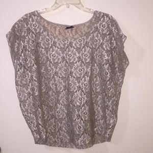 Metallic cream lace shirt